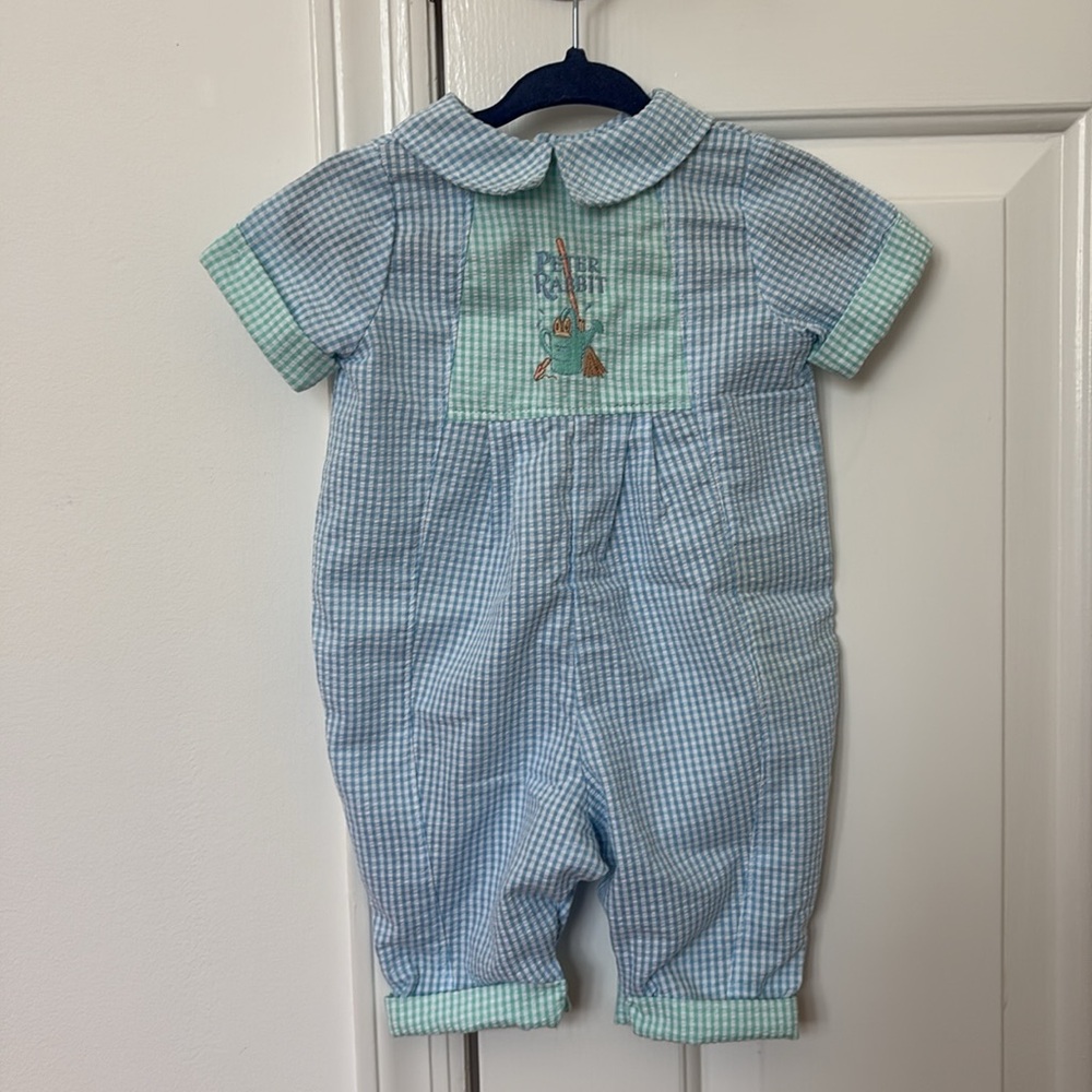 VTG Peter Rabbit Beatrix Potter gingham outfit 3M 3 month 0-3 Easter spring